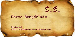 Dezse Benjámin névjegykártya